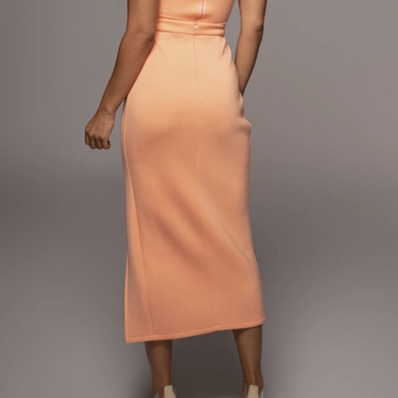 Jluxlabel Roxanne Peach Pencil Skirt with Thigh High Slit Size Medium NWT - Picture 4 of 7